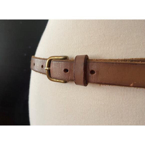 FOSSIL Distressed Skinny Tan Leather Studded Belt Womens sz XS - Picture 2 of 12
